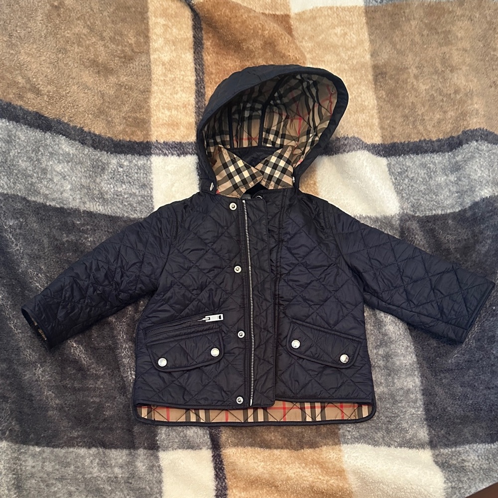Burberry Kids Dark Blue Quilted Puffer Coat